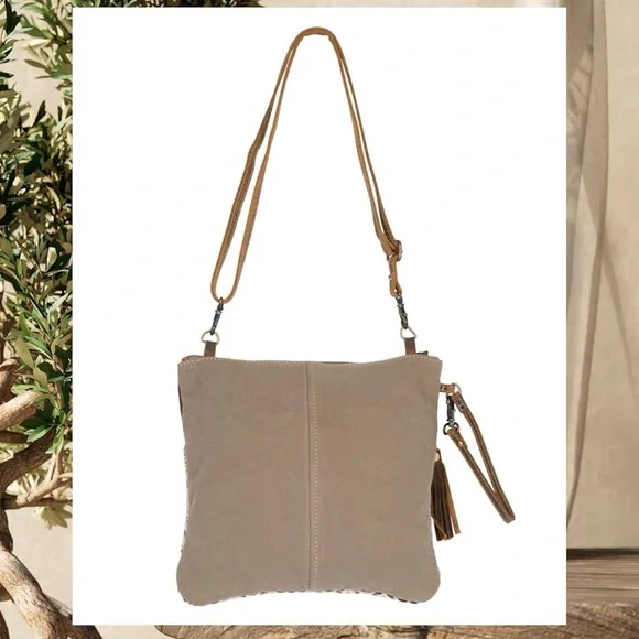 Myra Bag Aztec Purse - Canvas Bag with Real Leather Detailing, Boho Handbag - Picture 7 of 9